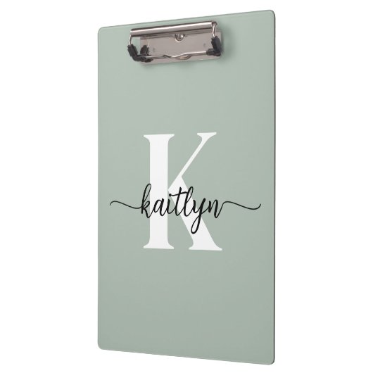 Salie Groene Script Monogram Klembord (Links)