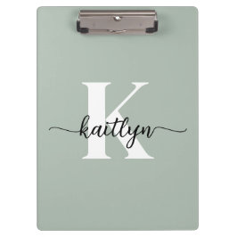 Salie Groene Script Monogram Klembord