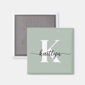 Salie Groene Script Monogram Magneet (Voorkant / Achterkant)