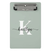 Salie Groene Script Monogram Mini Klembord (Voorkant)