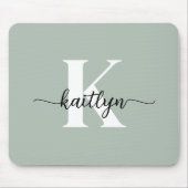 Salie Groene Script Monogram Muismat (Voorkant)