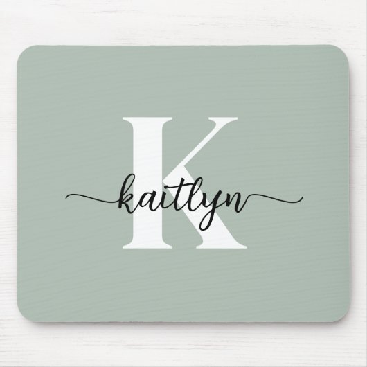 Salie Groene Script Monogram Muismat (Voorkant)