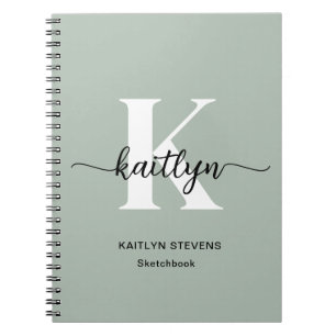 Salie Groene Script Monogram Notitieboek