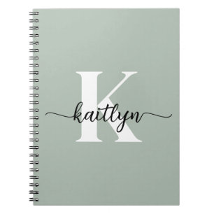 Salie Groene Script Monogram Notitieboek