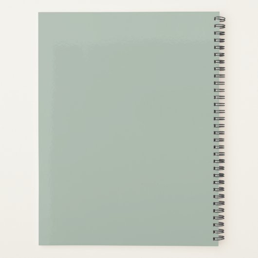 Salie Groene Script Monogram Planner (Achterkant)