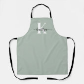 Salie Groene Script Monogram Schort (Voorkant)