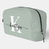 Salie Groene Script Monogram Toilettasje (Rechterhoek)