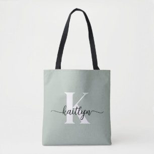 Salie Groene Script Monogram Tote Bag