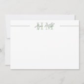 Salie Groene Script Naam Monogram Notitiekaartje (Voorkant)