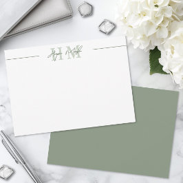 Salie Groene Script Naam Monogram Notitiekaartje