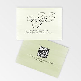 Salie Groene Script QR Code Huwelijksreactie RSVP Kaartje