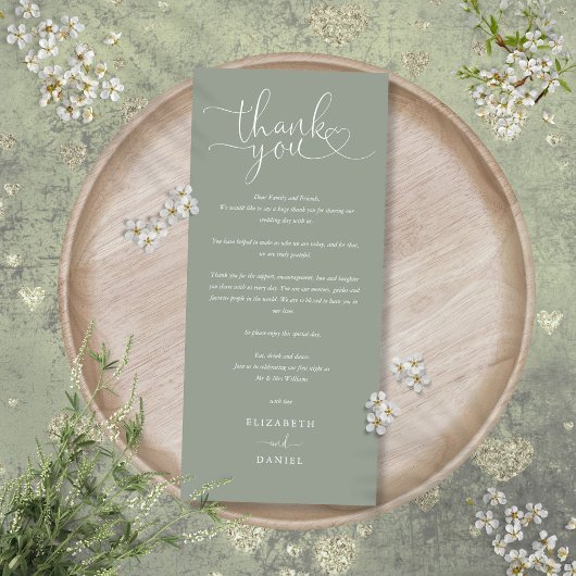 Salie Groene Script Trouw Dank Je Wenskaart Menu