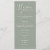 Salie Groene Script Trouw Dank Je Wenskaart Menu (Voorkant)
