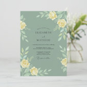 Salie Groene Serene Waterverf Bruiloft Kaart (Staand voorkant)