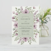 Salie Groene Serene Wilde Bloemen Bruiloft Kaart (Staand voorkant)