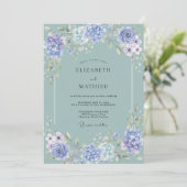 Salie Groene Sierlijke Hydrangea Bruiloft Kaart (Staand voorkant)