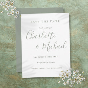 Salie Groene Signature Trouw Save The Date Briefkaart