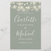 Salie Groene Slingerlichten Huwelijksprogramma (Voorkant)