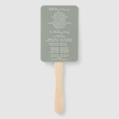 Salie Groene Slingerlichten Huwelijksprogramma Handwaaier (Achterkant)