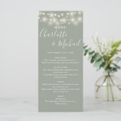 Salie Groene Slingerlichten Signature Trouwmenu Menu (Staand voorkant)