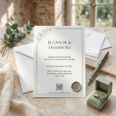 Salie Groene Stille Luxe QR Code Huwelijk Kaart