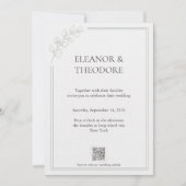 Salie Groene Stille Luxe QR Code Huwelijk Kaart (Voorkant)
