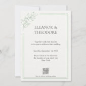 Salie Groene Stille Luxe QR Code Huwelijk Kaart (Voorkant)