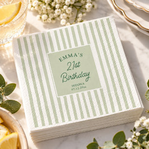 Salie Groene Streep 21e Verjaardag Coastal Chic Servet