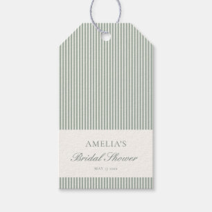 Salie Groene Streep Aangepaste Klassieke Bruilofts Cadeaulabel