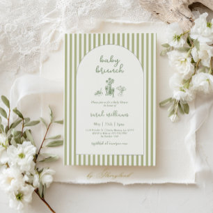 Salie Groene Streep Baby Brunch Baby Shower Kaart