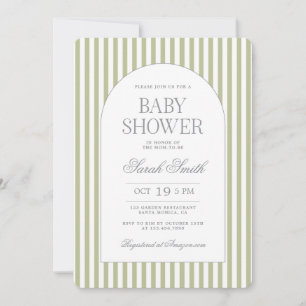Salie groene streep baby shower uitnodiging