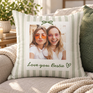 Salie Groene Streep Lint Foto Beste Vriendin Kussen