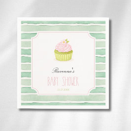 Salie Groene Streep Matcha Cupcake Feest Baby Borr Servet