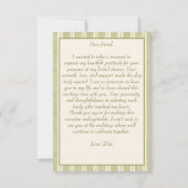 Salie groene streep retro elegante bruidssluier bedankkaart (Achterkant)