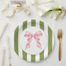 Salie groene streep roze strik