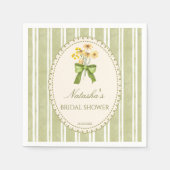 Salie groene strepen bruidsdouche geborduurd monog servet (Voorkant)