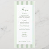 Salie Groene Strepen Klassieke Trouwtafel Menu (Voorkant)
