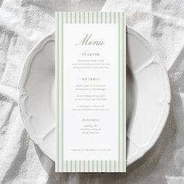 Salie Groene Strepen Klassieke Trouwtafel Menu