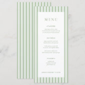 Salie Groene Strepen Trouwtafel Menu Kaarten (Voorkant / Achterkant)