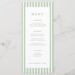 Salie Groene Strepen Trouwtafel Menu Kaarten