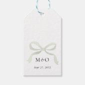 Salie Groene Strik Monogram Bedankt Bericht Bruilo Cadeaulabel (Voorkant)