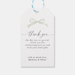 Salie Groene Strik Monogram Bedankt Bericht Bruilo Cadeaulabel