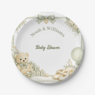Salie Groene Teddybeer Baby Shower Papieren Borden Bordje