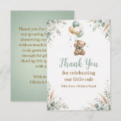 Salie Groene Teddybeer Babyshower Bedankkaart (Voorkant / Achterkant)