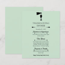 Salie Groene Thanksgiving Diner Menu Kaart