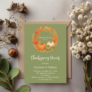 Salie groene thanksgiving diner oranje pompoen kaart
