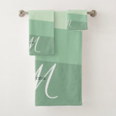 Salie Groene Tinten Geometrisch Patroon Bad Handdoek (Insitu)