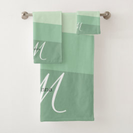 Salie Groene Tinten Geometrisch Patroon Bad Handdoek