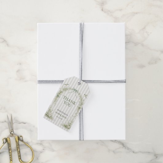 Salie Groene Toile De Juoy Nesting Feestje Cadeaulabel (Met Touw)
