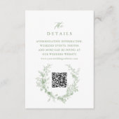 Salie Groene Toile Franse Bloemige QR Huwelijksdet Informatiekaartje (Voorkant)